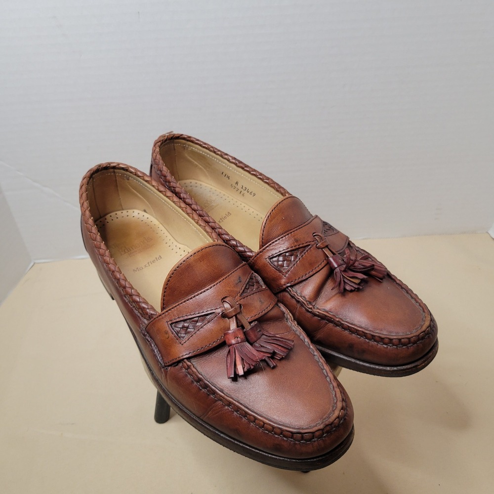Allen Edmonds Maxfield Mens 11.5 A13469 Brown Leather Tassel Braided Loafers